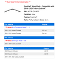 thumbnail image 2 of Front Left Wiper Blade - Compatible with 2010 - 2021 Subaru Outback 2011 2012 2013 2014 2015 2016 2017 2018 2019 2020, 2 of 2