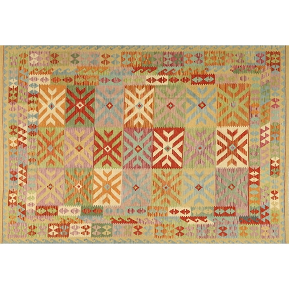 Ahgly Company Indoor Rectangle Contemporary Orange Abstract Area Rugs, 2' x 3'