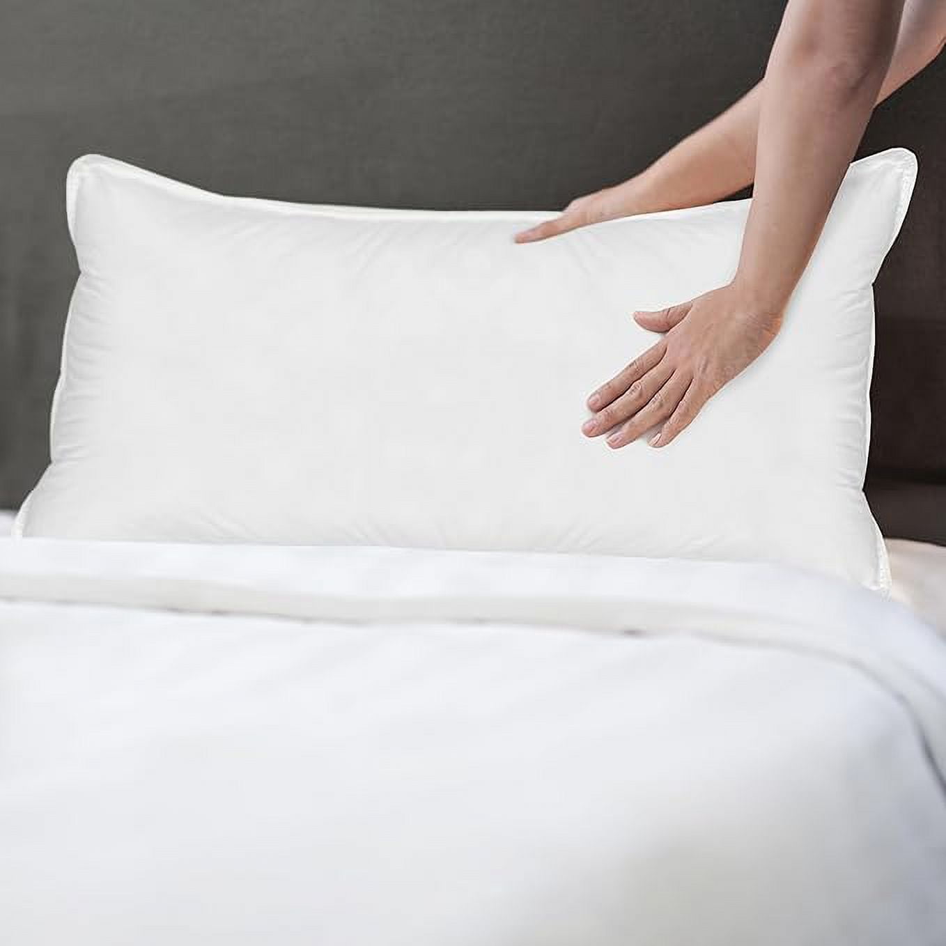 Set of 2 Cooling Gel-Infused Bed Pillows - Medium Firm Support for All Sleep Positions, 100% Cotton Cover, Standard/Queen, White