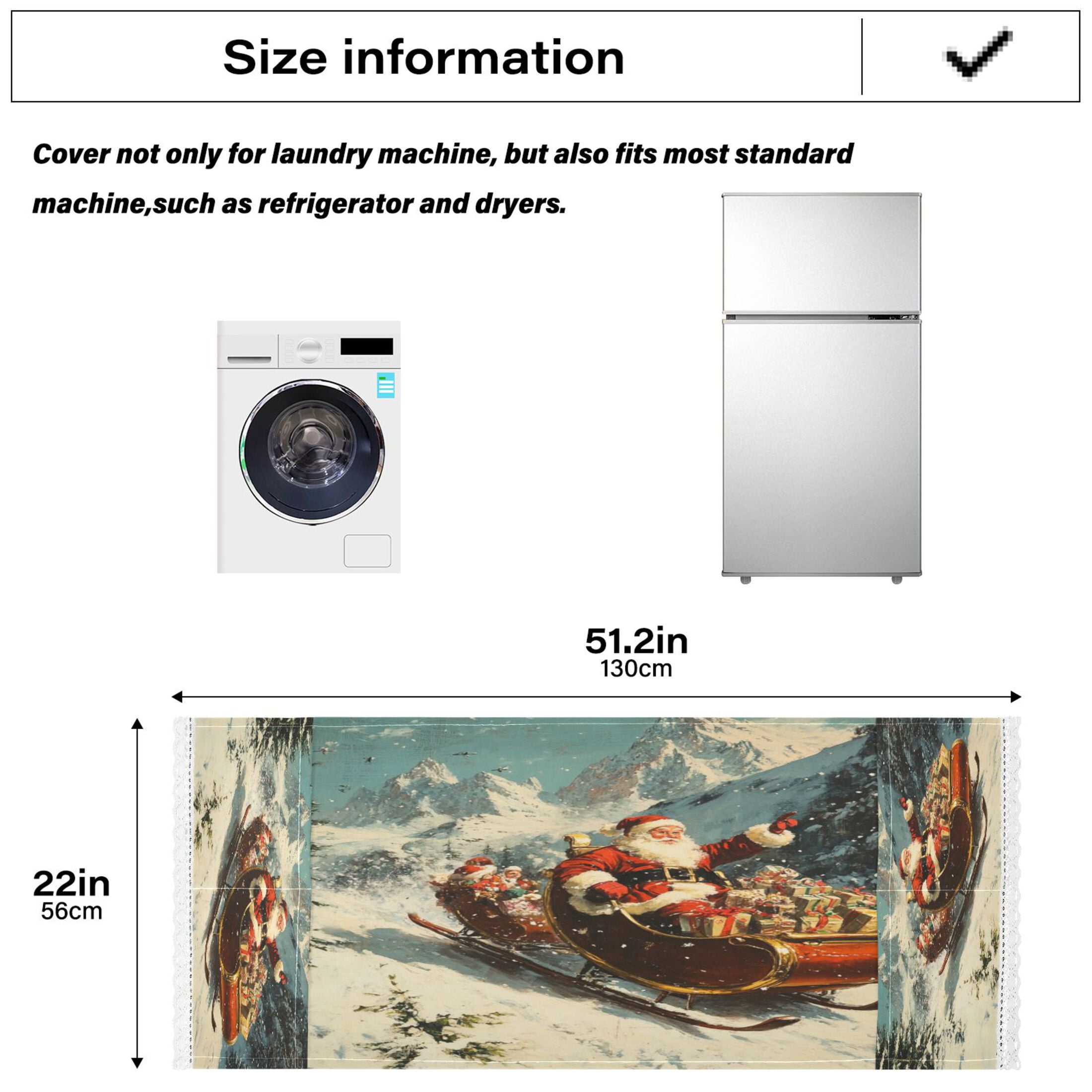 Santa Claus Giving Presents Washer and Dryer Covers Dust-Proof and Oil Resistant Fridge Cover with 4 Storage Pockets Washing Machine Top Cover for Laundry Kitchen Home 51.2 x 22 In