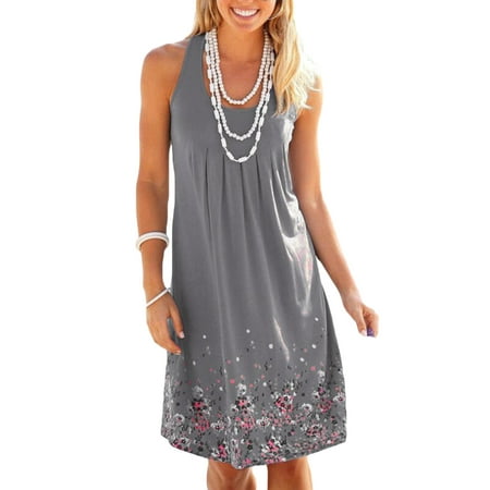 

Frontwalk Casual Lounge Dress for Women Floral Print Sleep Shirts Sleepwear Loose Nightgown Summer Nightwear Sleeveless Tee Shirts Dresses