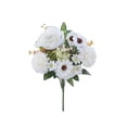 thumbnail image 2 of Artificial Flower Bouquet Mixed Floral Hand Tied Roses Hydrangea Chrysanthemum for Vase Home Wedding Party Living Room Dining Table Decor, 2 of 6