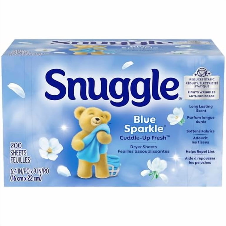 Snuggle Fabric Softener Dryer Sheets, Blue Sparkle Scent, 200