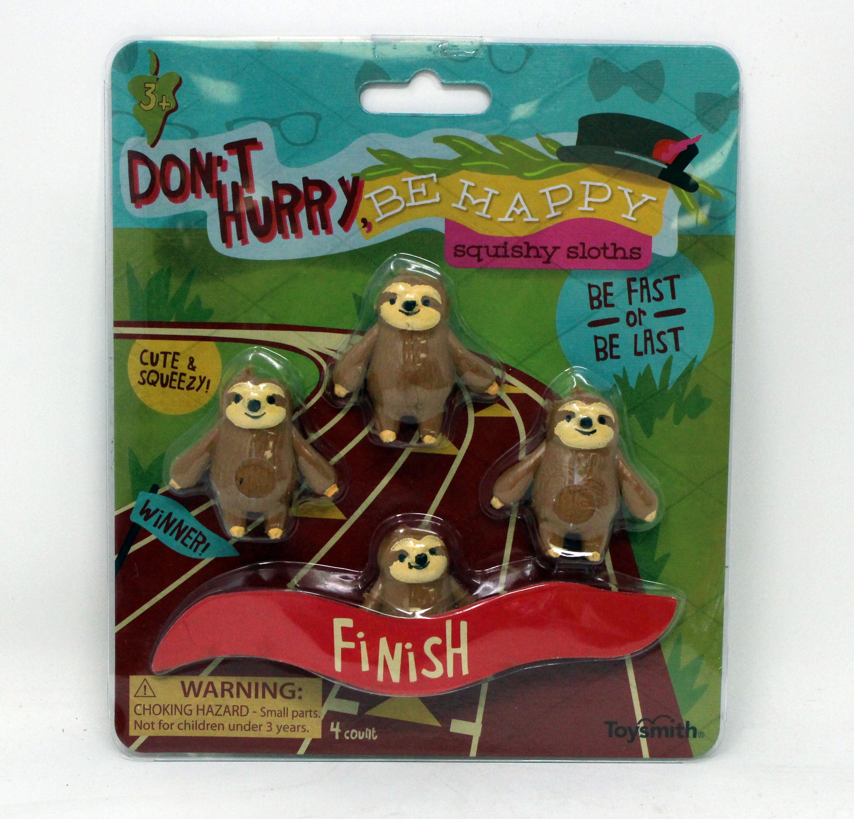Be Happy" Squishy Sloths Animal Figur NEW IN Package Toysmith 4 Pc "Don't Hurry 