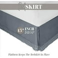 thumbnail image 3 of Mocassi Lace Bed Skirt 15inch Drop, 1500 Thread Count Quality, Sophisticated Design for a Vintage Look- Easy Care and Wrinkle Resistant, Full, Gray, 3 of 5