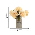 thumbnail image 2 of 12" H Peach Rose in Wood w/Tin Cap, 2 of 3