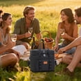 thumbnail image 2 of Large Capacity Cooler Bag, Double Layer Insulated Camping Cooler Bag with External Strap, Side & Front Pockets, Bottle Opener, DIY Area, 17.5 x 10.6 in / 44.5 x 27 cm for Picnics, BBQs, Travel, 2 of 5