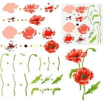 Layered Flower Painting Stencil 11.8x11.8 inch Reusable Wildflower Drawing Template DIY Craft Plant Floral Decoration Stencil for Painting on Wood Wall Fabric Furniture