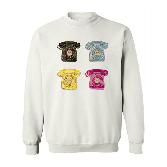 Pop Art Telephones Sweatshirt Women -Image by Shutterstock, Female 3X-Large