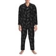 thumbnail image 3 of Lsque White Pineapples Pattern Long Sleeve Pajama Set for Men - Soft 2-Piece Sleepwear and Loungewear Set with Pockets, Comfy Nightwear-Small, 3 of 7