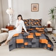 thumbnail image 4 of Homewish Chic Orange Square Bedding Comforter Set for Adult, Futuristic Abstract Ombre Twin Comforter Sets, Modern Fashion Reversible Bedding Set, Lightweight Room Decor, 2-Piece, 4 of 8