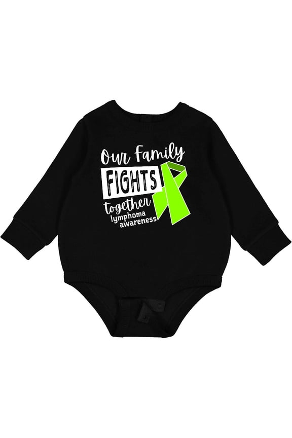 Our Family Fights Together Lymphoma Awareness Lime Ribbon Baby Fleece Bodysuit