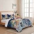 thumbnail image 5 of Quilts Full Size Bedding Set, Christmas Sea Turtle Lightweight Quilted Comforter, Winter Snowflakes Coastal Navy Blue Soft Reversible Bedspread Coverlet with Pillow Covers for All Season, 78" x 90", 5 of 9