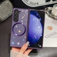 thumbnail image 3 of ChicShell Magnetic Case Cover for Samsung Galxy Z Fold 6, Glitter Bling Back Cover with Stylish Hand Wrist Wireless Charging Support Luxury Case for Girls Women, Purple, 3 of 3