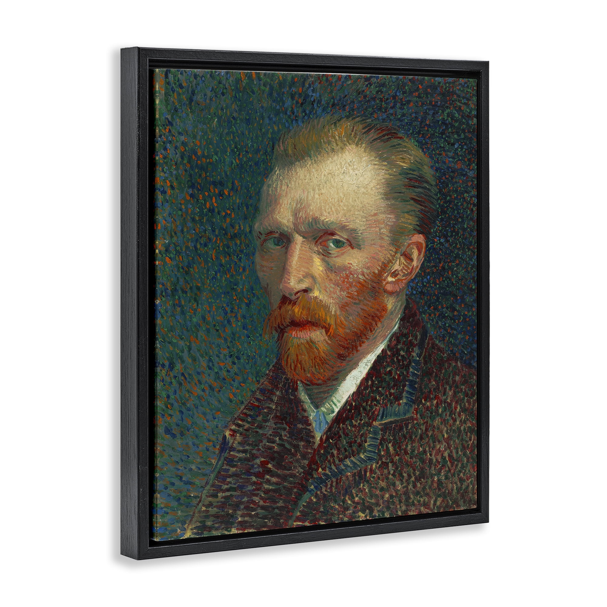 Stupell Industries Van Gogh Self Portrait People Painting Black Floater Framed Canvas Art Print Wall Art, 17 x 21