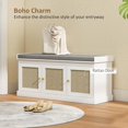 thumbnail image 5 of Kadyn Ottoman Bench with Woven Rattan Doors, Cushion and Adjustable Shelves, Upholstered Bench for Entryway, Hallway, White, 5 of 6