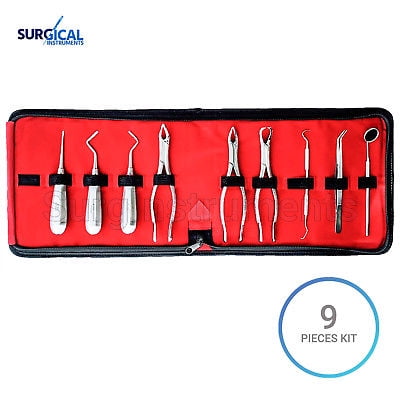 9 pcs Basic Dental Surgery Extracting Forceps Elevators Set Kit