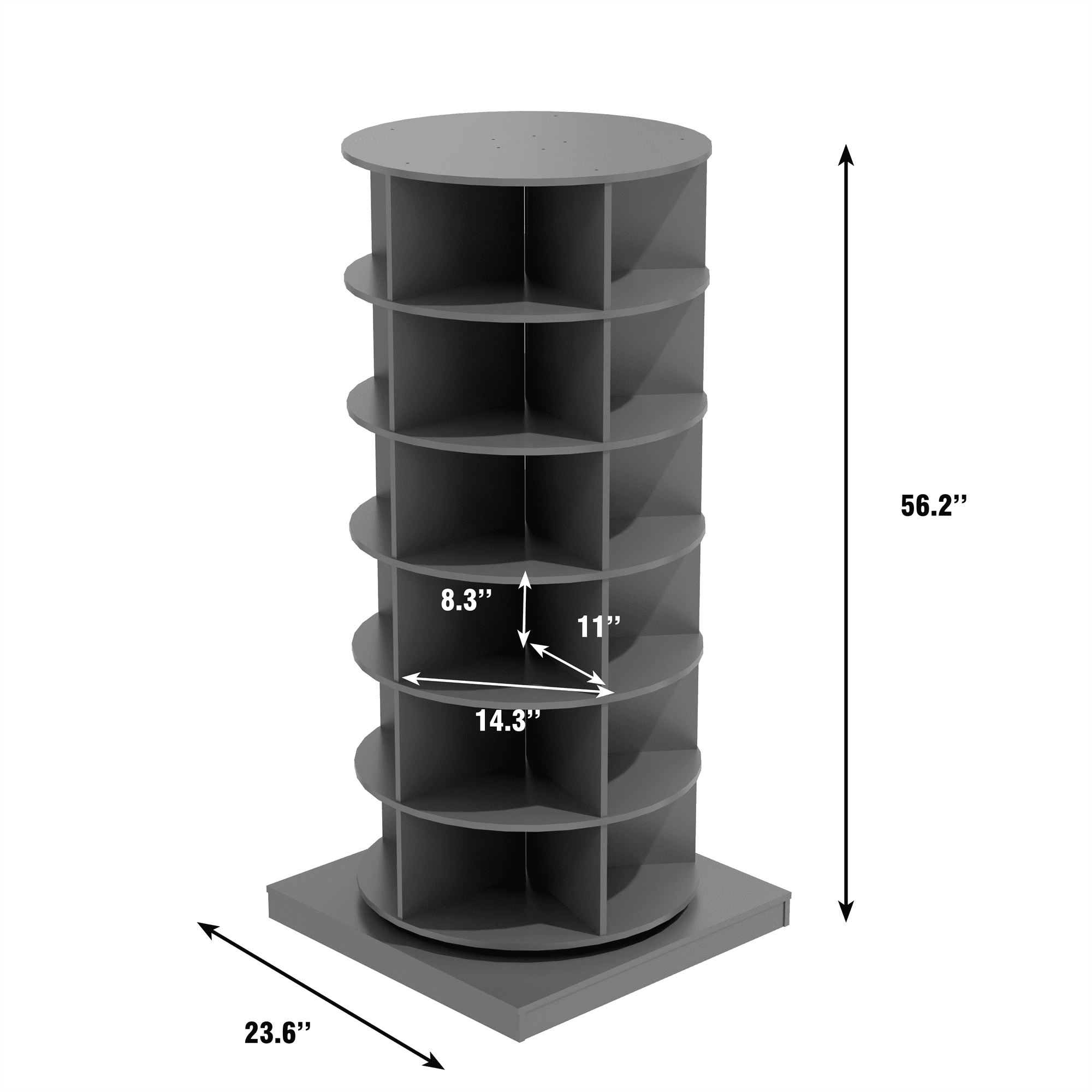 Miniyam 360° Rotating Shoe Rack, 6-Tiers Shoe Rack Organizer for Entryway, Gray