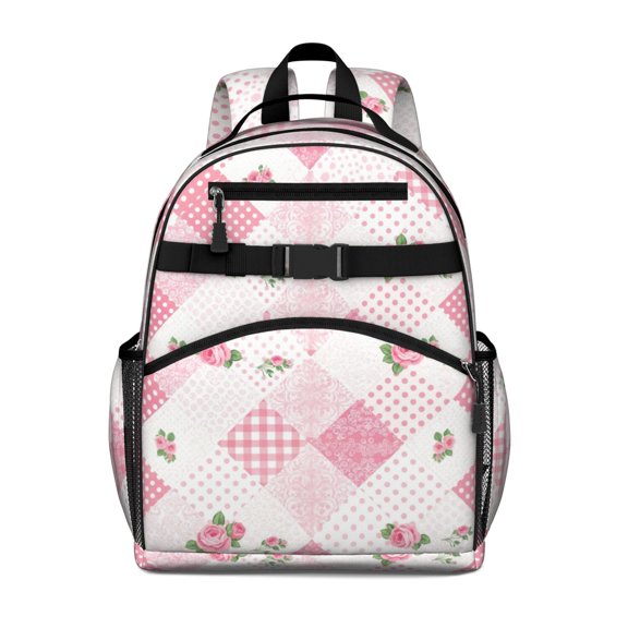 Pioneer Flower Floral Print Pattern Backpack for School, Cute School Bag with Adjustable Shoulder Straps and Padded Back, 15.25"x11.5"x5.25"