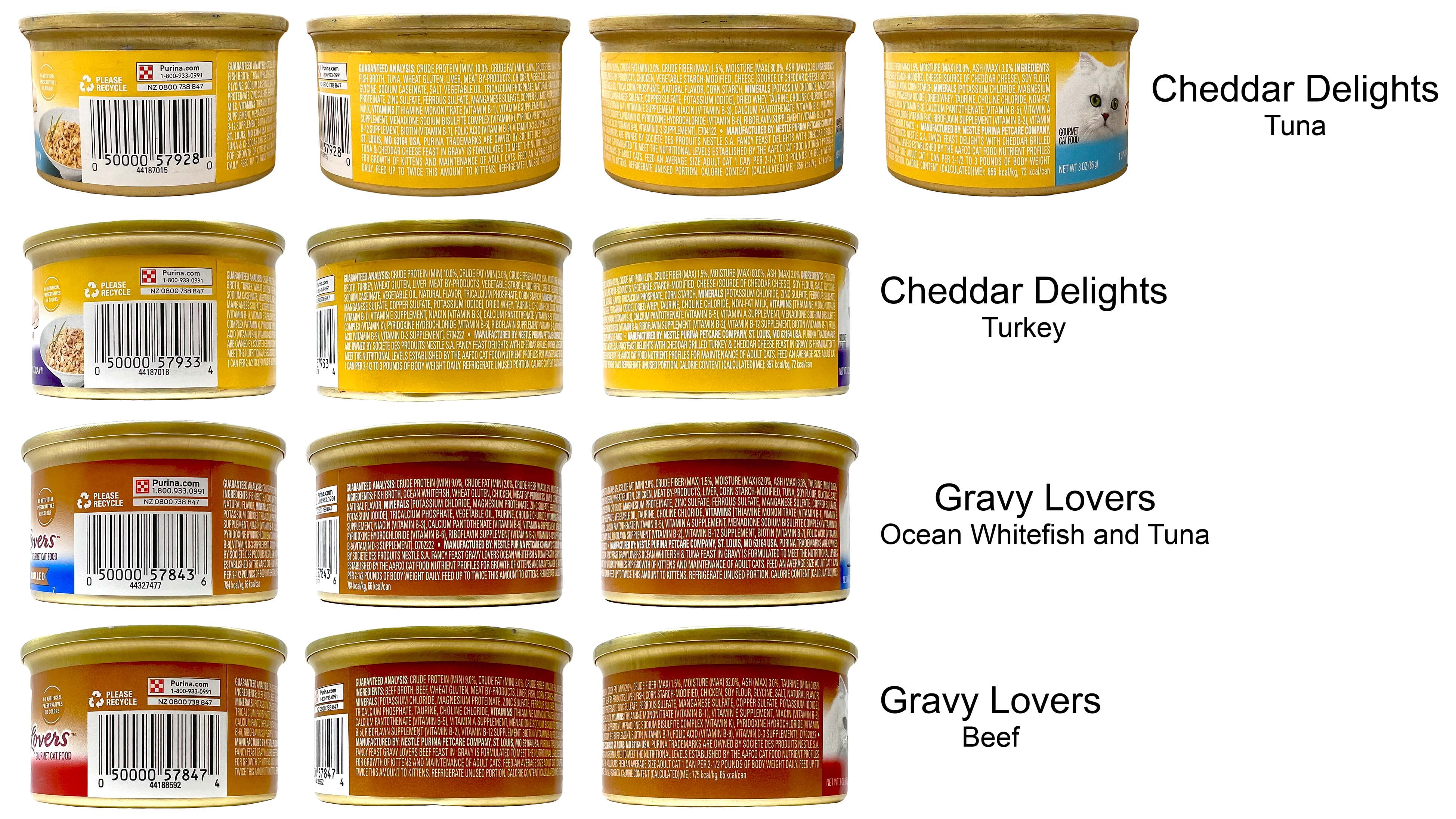 Purina Fancy Feast Adult Cat Food (2) Each: Whitefish Tuna Gravy Lovers, Beef Feast, Cheddar Delights Grilled Turkey, Grilled Tuna | MerlinsMart Zine + Toy