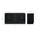thumbnail image 2 of Ariel Hepburn 66 Inch Double Sink Base Cabinet In Black, 2 of 9