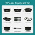 thumbnail image 3 of edx 12pcs Cookware Set, Non-Stick Pots Pans Set with Detachable Handle Multi-function for Home Kitchen, Black, 3 of 9