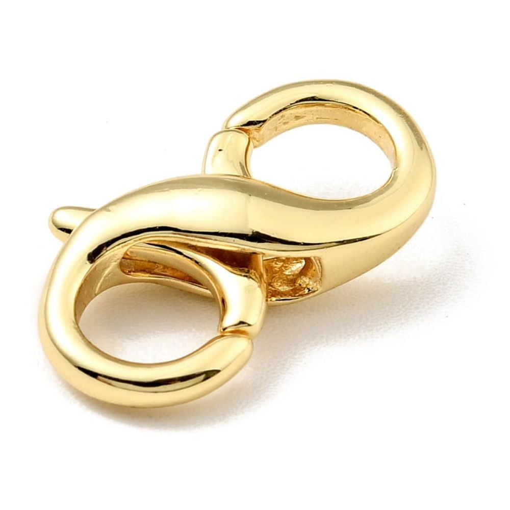 20pcs Brass Double Opening Lobster Claw Clasps for Jewelry Making Findings Cadmium Free & Lead Free Long-Lasting Plated Real 18K golden Plated 18x10x5mm Hole: 5mm and 5.5mm
