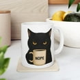 thumbnail image 4 of Grumpy Black Cat "NOPE" Mug – Funny Cat Lover Coffee Cup – 11oz White Ceramic Mug with Sarcastic Cat Art, 4 of 7