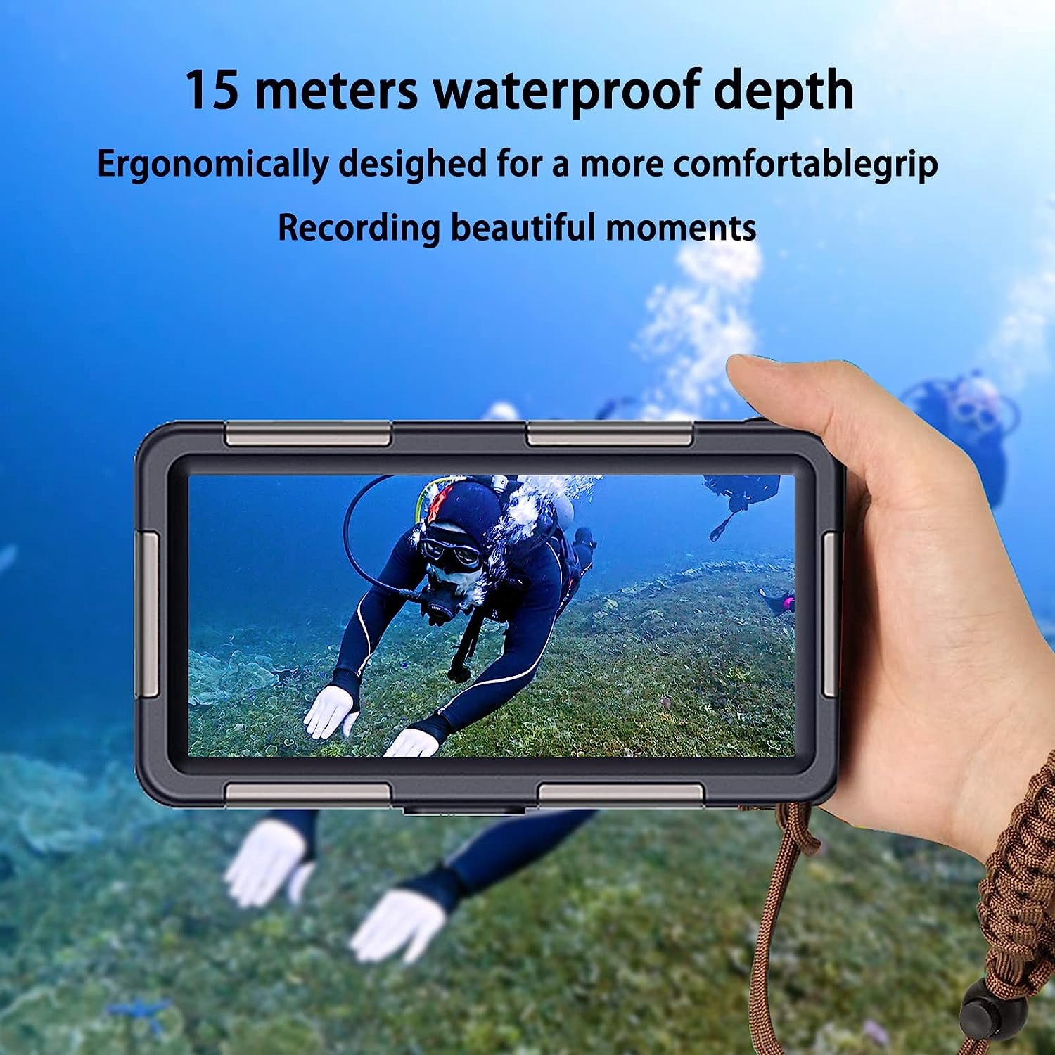 XiHAMA Professional Waterproof Diving Case for Snorkeling, 15M/50FT Underwater Photo & Video Protective Housings with Lanyard Compatible with iPhone 15/14/13/12 Samsung Galaxy S24/S23/S22