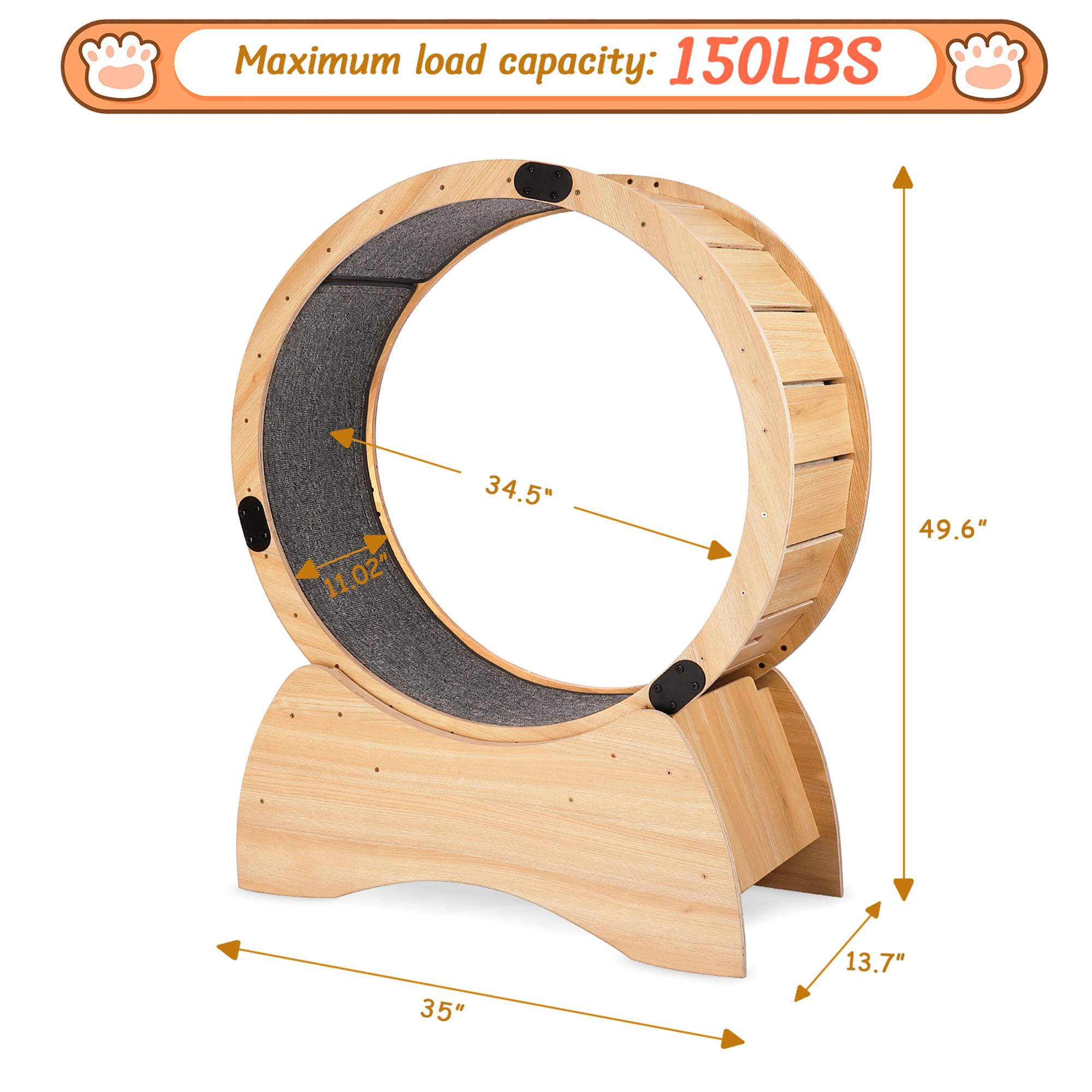 Kadyn 35" Cat Exercise Wheel, Cat Treadmill, Cat Wheel with Carpeted Runway, Running Wheel for Indoor Cats, Kitty's Weight Loss and Health, Beige