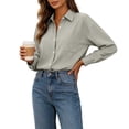 thumbnail image 5 of Button Down Shirts for Women Cotton Oxford Shirts Long Sleeve Dress Shirts Work Casual Solid Tunic Tops Collared Blouse Linen Tops, 5 of 6