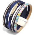 thumbnail image 1 of HSHDLDF Women Sparkling Multi Strand Leather Wrap Bracelet Multicolor Stackable Bohemian Braided Bracelets Cuff Bangle Wristband Handmade Jewelry, 1 of 5