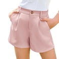 thumbnail image 4 of SONXAHE Tween Girl's Button‑Front Pleated Casual Shorts Solid High‑Waist Shorts School Bottoms, 4 of 4
