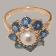 thumbnail image 5 of LBG British Made 14k Rose Gold Cultured Pearl & Sapphire Womens Anniversary Ring - 33 size options - Size 5.5, 5 of 6