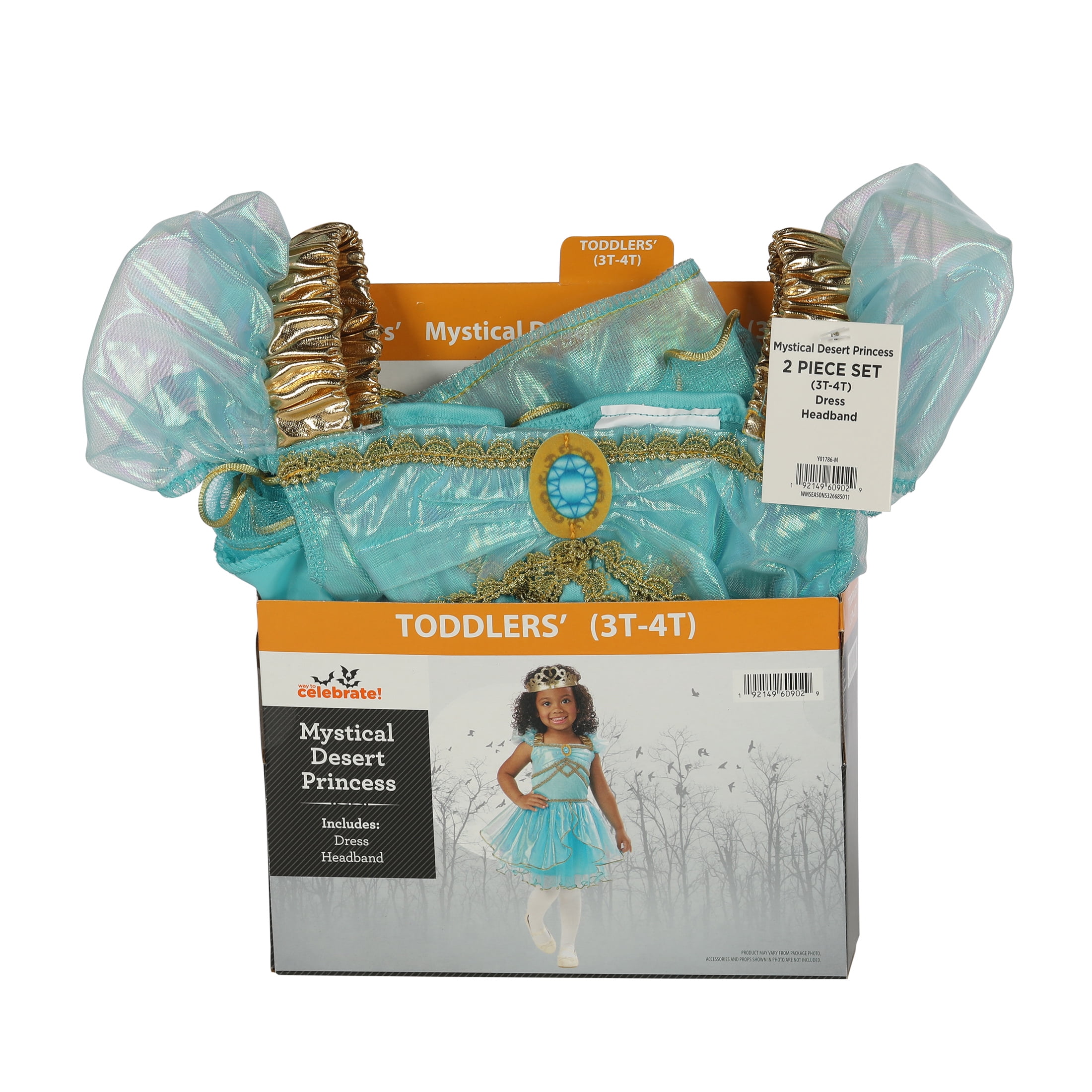 Mystical Desert Princess, Halloween Costume for Toddler, Blue, Size 3-4T, by Way to Celebrate