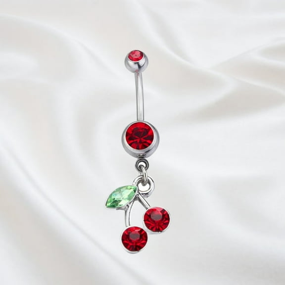 Alexki Body Jewelry - Belly Button Piercing Cherry Navel Ring for Women &  Girls - Perfect Gift