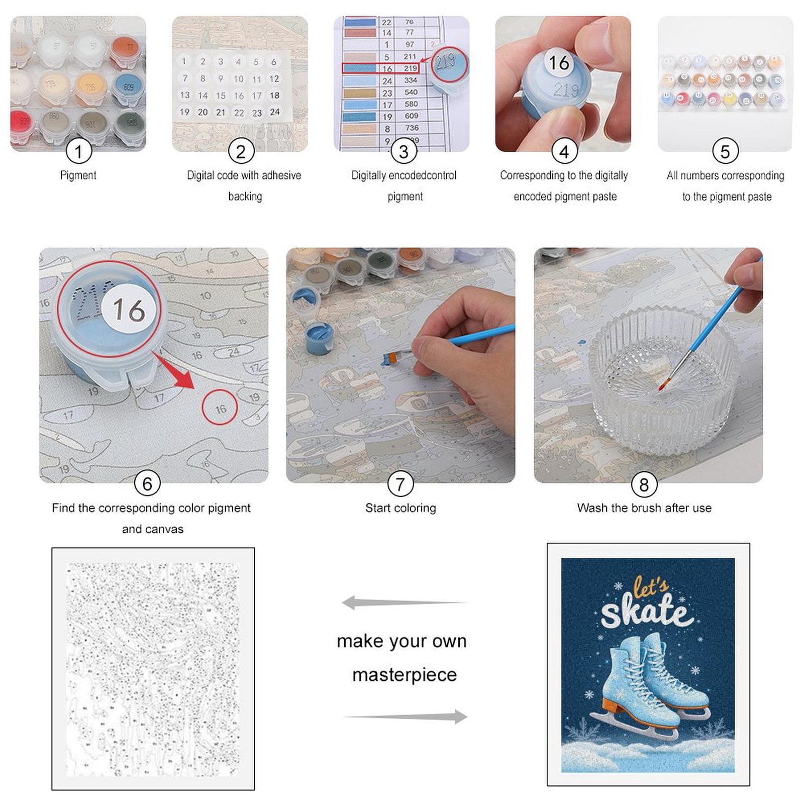 Paint by Numbers Kit for Adults, Ice Skating Winter Fun Paint by Numbers, Easy Paint by Numbers Kit for Adults Beginner, DIY Adult Paint by Number Kits on Canvas, 12x16in Home Decor