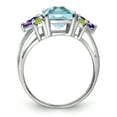 thumbnail image 2 of Primal Silver Sterling Silver Rhodium Light Swiss Blue Topaz, Amethyst and Peridot Ring, 2 of 6