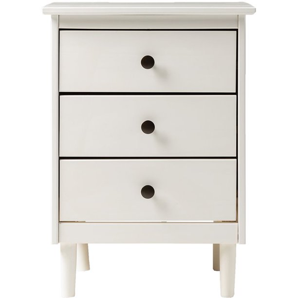 Walker Edison 3 Drawer Solid Wood Nightstand in White