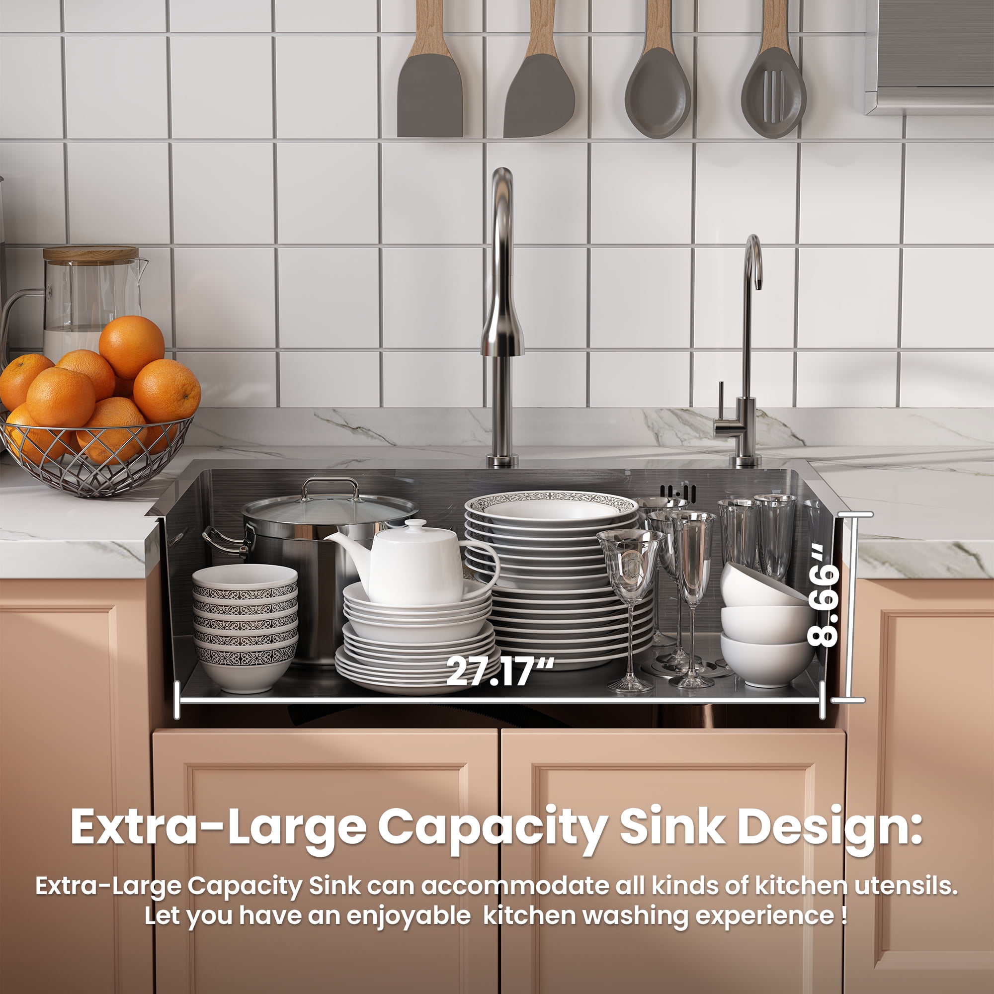 Vmopu30 in.Undermount Kitchen Sink Single Bowl 18-Gauge Stainless Steel Kitchen Sink with Accessories, Undermount Sink, Stainless Steel Top Mount Single Bowl for RV, Prep Kitchen & Bar, Drain