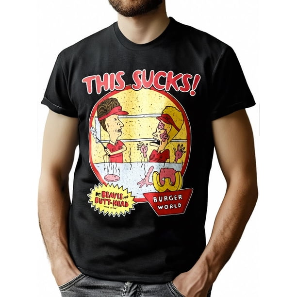 Camiseta gráfica "This Sucks" de Beavis & Butt-Head - Algodón suave, cuello redondo, manga corta - Ideal para uso casual, actividades al aire libre y fiestas, y para deportes de ocio.