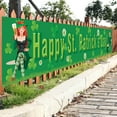 thumbnail image 4 of Japceit St Patricks Day Decoration, Large Happy St. Patrick'S Day Banner, Shamrock Clovers Sign Irish Party Hanging Supplies Decor with Brass Grommet for Outdoor, Indoor, Yard, Garden, Luck Holiday, 4 of 5