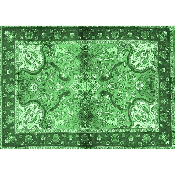 Ahgly Company Indoor Rectangle Persian Emerald Green Traditional Area Rugs, 2' x 3'