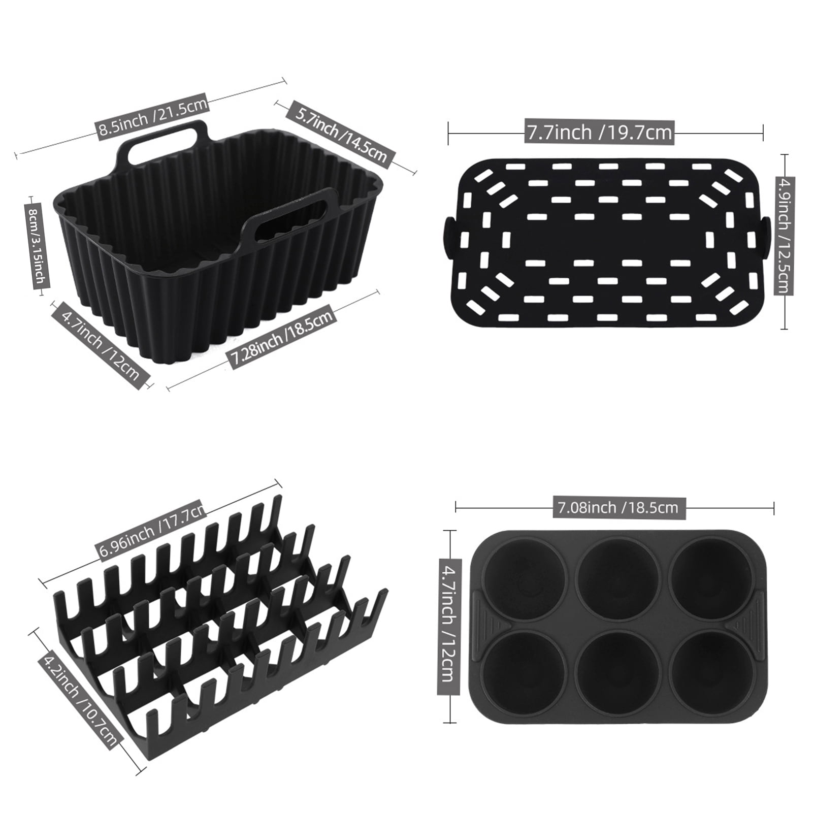 OIUR Silicone Baking Mat Non-Stick Air Fryer Liner for Cakes Cookies Jelly Pudding Oven Pan Hot Dog Bacon Rack Reusable Cake Molds