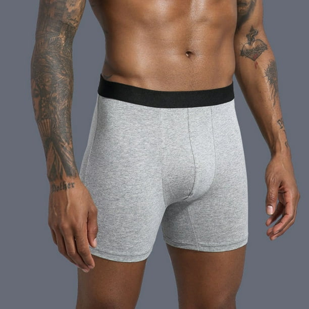 Mikilon Men's Underwear Cotton Large Size Fatty Men's Boxer Underpants  Extra Long Sport Solid Color