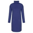 thumbnail image 4 of Robe Chandail en Tricot à Col Roulé pour Femmes, Extensible, Manches Longues, chandail-Over Côtelé, Décontracté, Automne Hiver, Mini Robe, 4 of 6