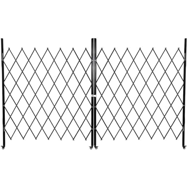 Folding Security Gate, 85"H x 150"W Steel Accordion Door with Casters, Expandable Portable Fence for Backyard, Garage & Garden