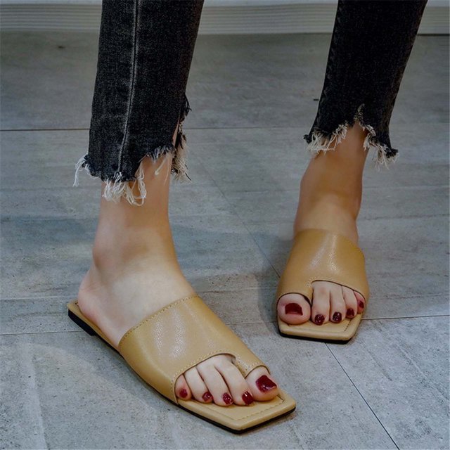 Verano Mujer Moda Color sólido Zapatillas Sandalias planas Playa Zapatos al aire libre Wmkox8yii hj789