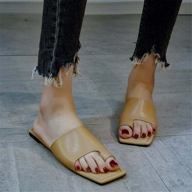 Verano Mujer Moda Color sólido Zapatillas Sandalias planas Playa Zapatos al aire libre Wmkox8yii hj789