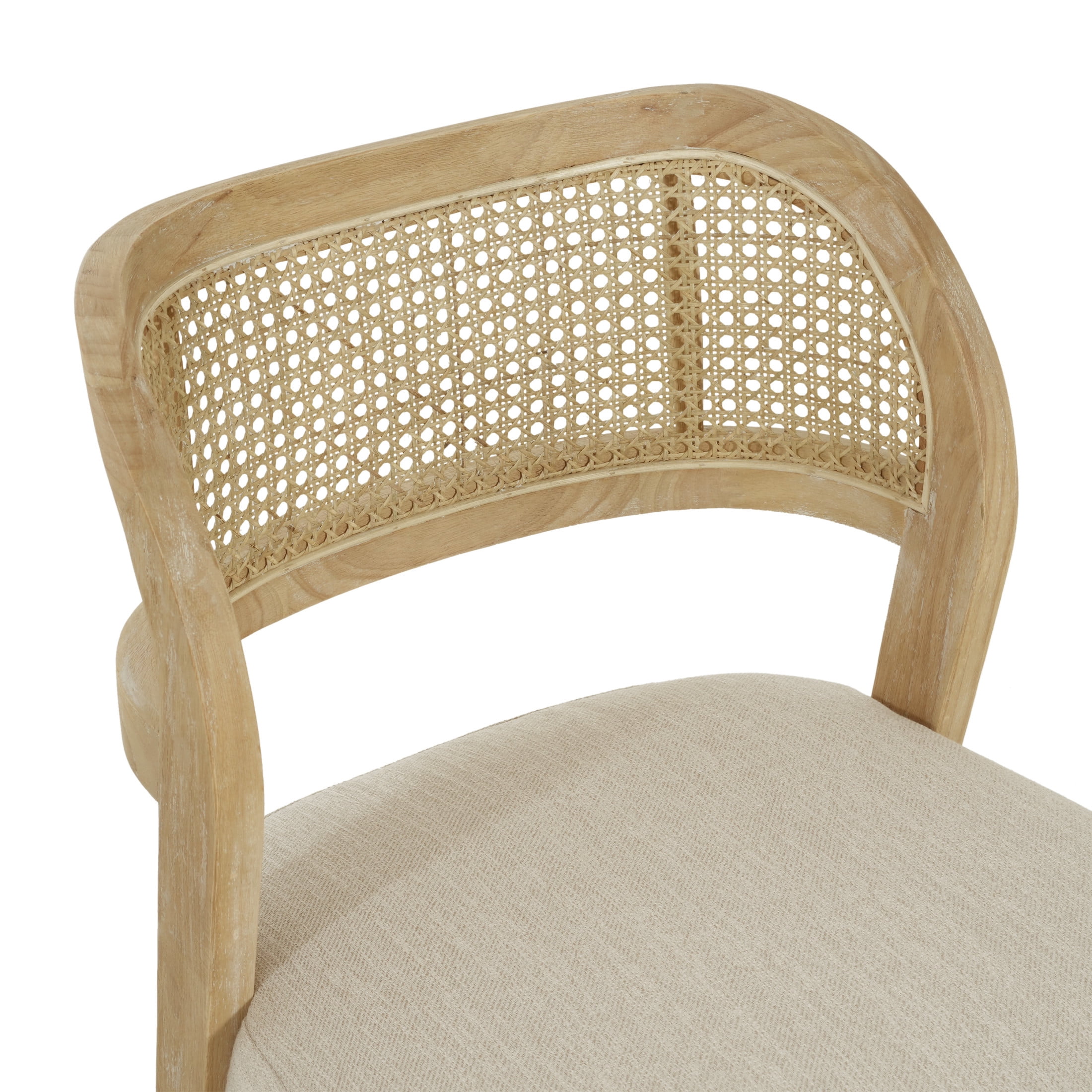 Christopher Knight Home Hand-Woven Rattan Back Dining Chairs with Beige Seat, Natural Finish, Set of 2